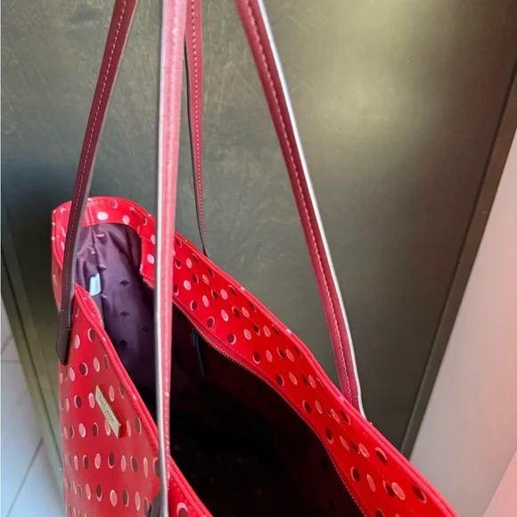 Kate spade Red Polka Dot Tote Bag no callouts only used a few times - Picture 7 of 13